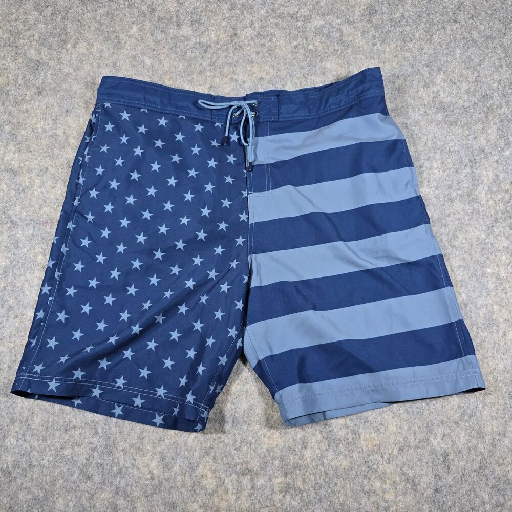 NWT Redhead Swim Trunks Mens XL Blue Stars Stripes Board Shorts Patriotic Pocket